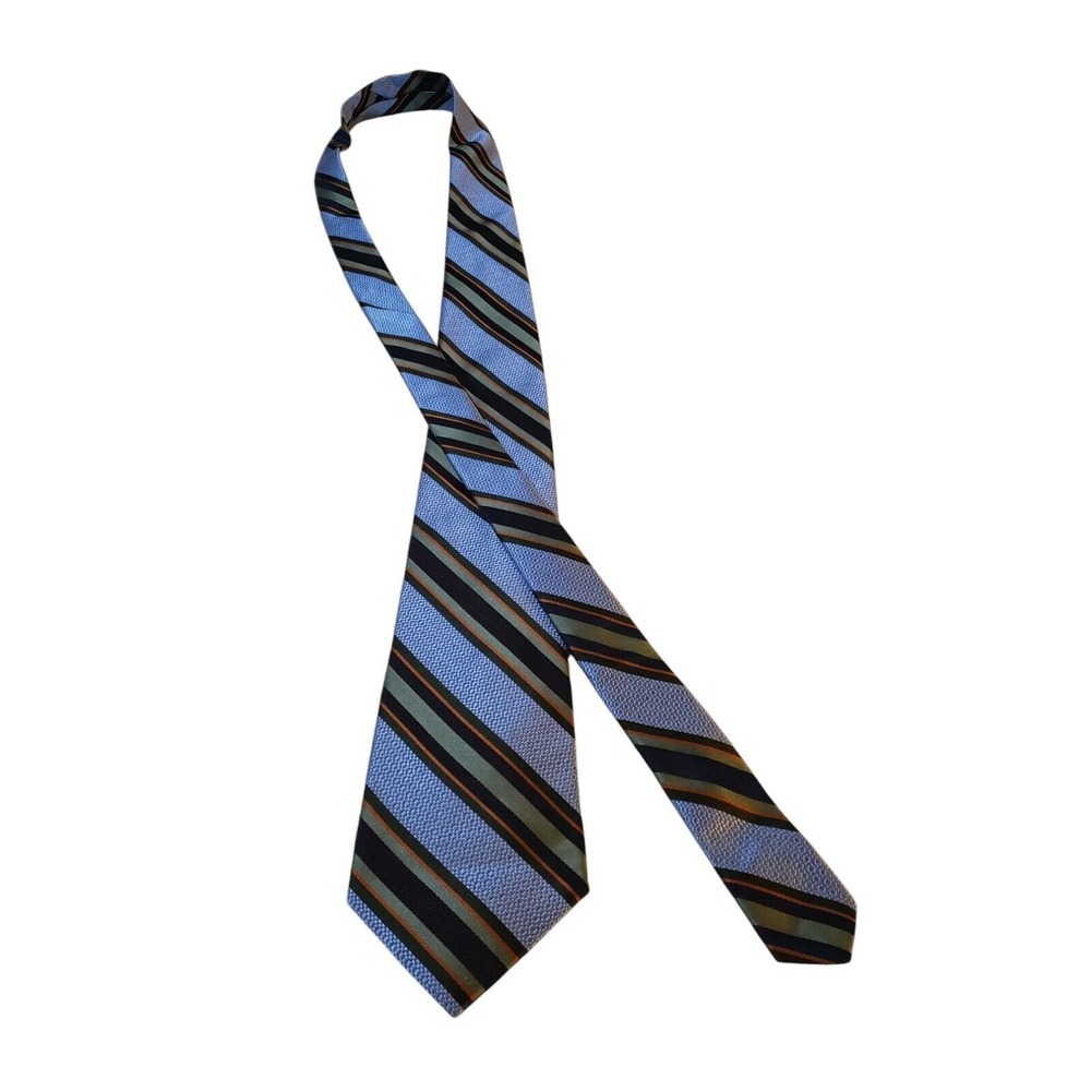 Express Design Studio‎ Neck Tie Mens Blue Green Orange Stripe Business Suit - Picture 3 of 13